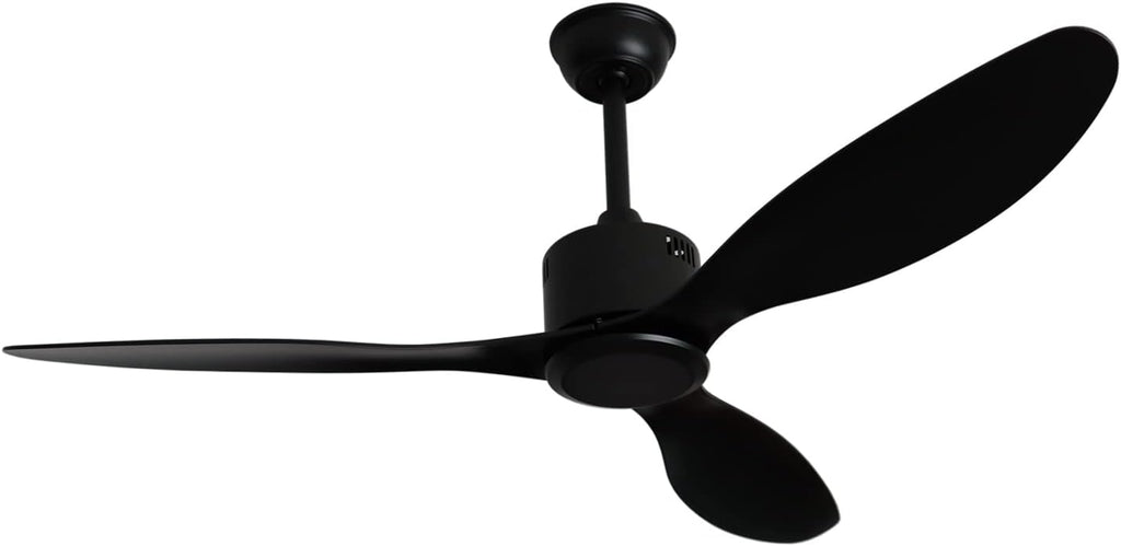52-inch Ceiling Fan No Lights Remote Control, Low Profile 3 Blades, Energy Efficient Reversible DC Motor, Black