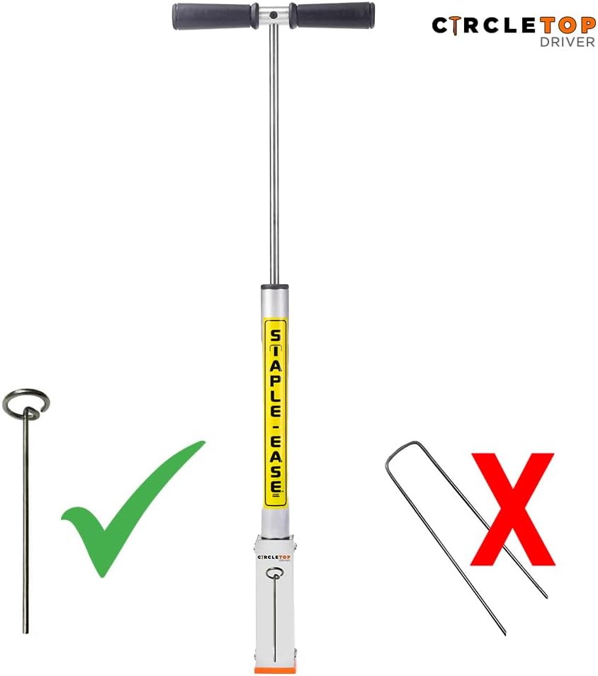 Staple Ease Circle Top Driver – Landscape Staple Driver Tool for Sod Staples & Ground Anchors, Slide Hammer Installation Tool, Heavy Duty Ergonomic Design, Works in Hard & Frozen Soil, Made in USA