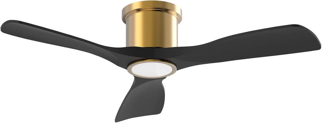 OFANTOP 52 Inch Smart Ceiling Fan with Light and Remote, Indoor 3 Blade Black Gold Flush Mount Modern Ceiling Fan for Bedroom Living Room