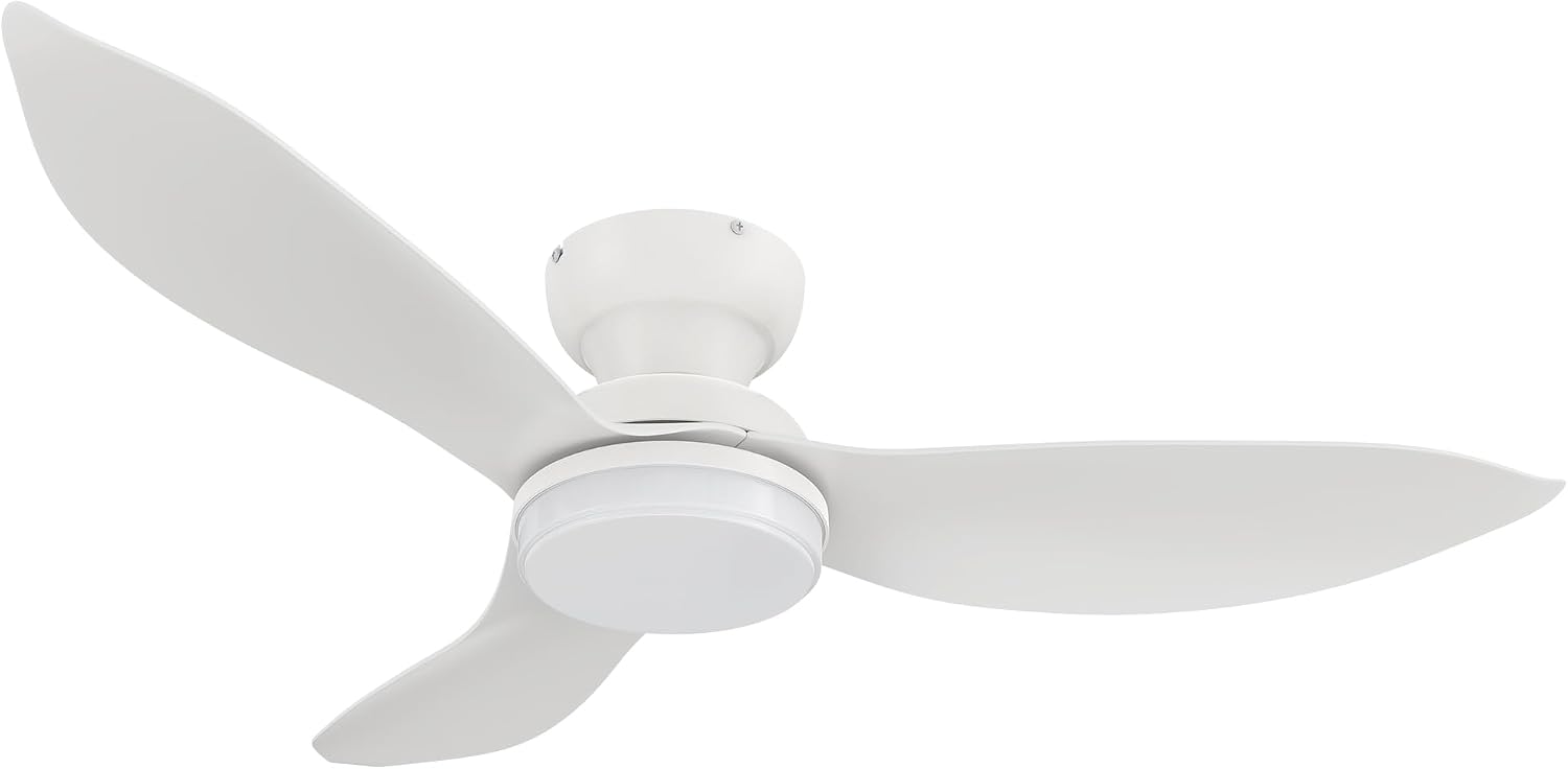 Carro 45' Low Profile Ceiling Fan with Light and Remote, Indoor & Outdoor Ceiling Fan with 10-Speed Quiet DC Motor, Smart Ceiling Fan Controlled by APP, Remote, Alexa, Siri & Google Home, White