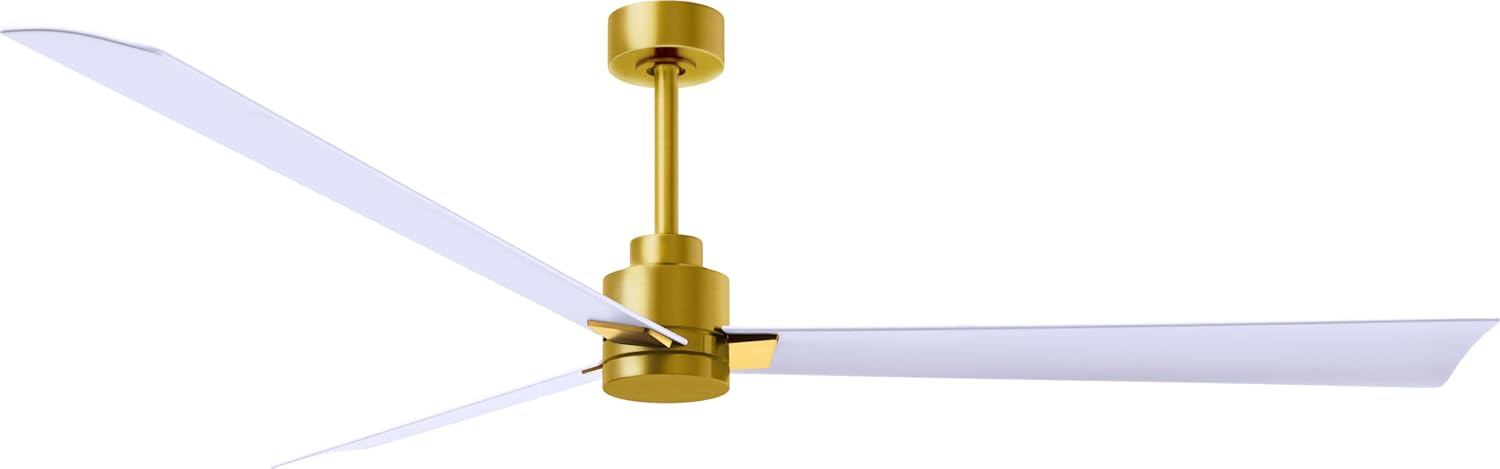 Matthews AK-BRBR-MWH-72 Alessandra Wet Rated 72' Outdoor Ceiling Fan without Light, Remote Included, Silent DC Motor, Brushed Brass with Matte White
