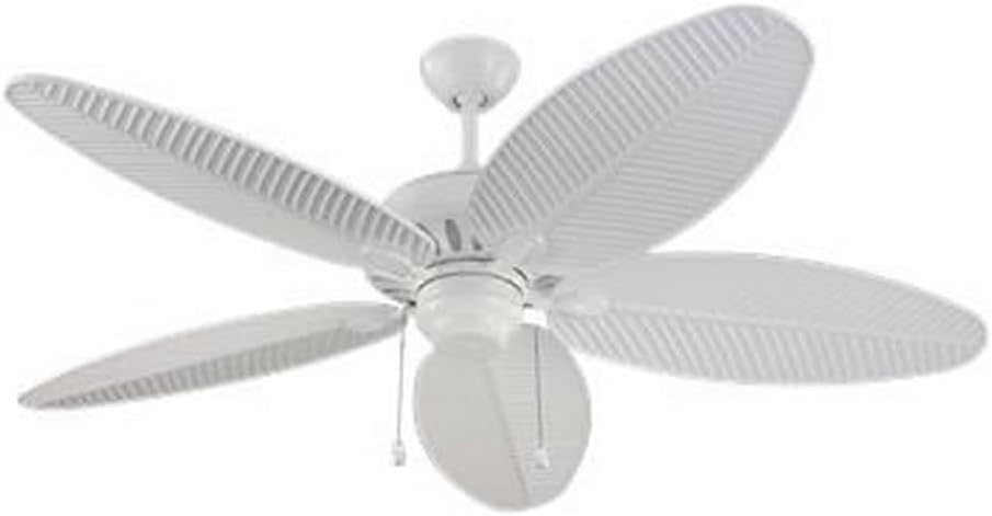 Monte Carlo 5CU52WH Cruise Tropical 52' Outdoor Ceiling Fan with Pull Chain, 5 ABS Palm Leaf Blades, White