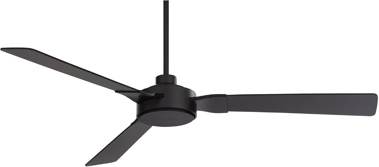 Casa Vieja 60' Invictus Modern Industrial Indoor Outdoor Ceiling Fan 3 Blade Remote Control Matte Black Finish Dark Walnut Wood Finish Blades Bedroom Patio Living Room Kitchen Damp Rated DC Motor