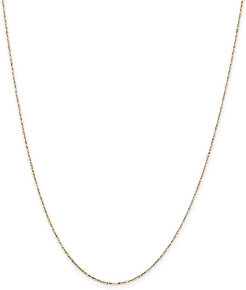 The Black Bow 0.6mm, 14k Yellow Gold, Diamond Cut Cable Chain Necklace
