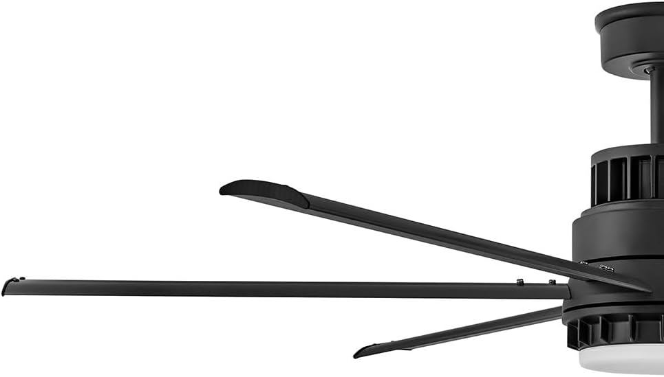 Hinkley Draftsman 60' Indoor/Outdoor Smart Ceiling Fan with Light and Remote, Industrial Windmill Style with Alumninum Fan Blades, Integrated LED, Matte Black