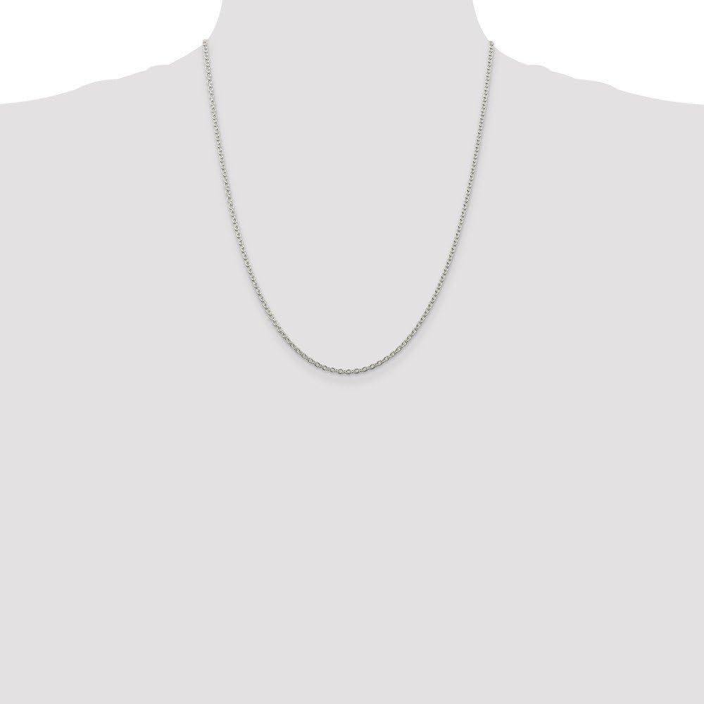 Solid 925 Sterling Silver 2.25mm Cable Chain Necklace - with Secure Lobster Lock Clasp