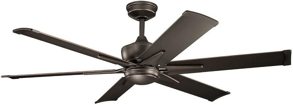 Kichler Szeplo 60 in Outdoor Ceiling Fan with Light, 6 Blade Wet Rated DC Motor Fan with LED Lighting in Satin Black for Patio, Porch, Gazebo, 300300SBK