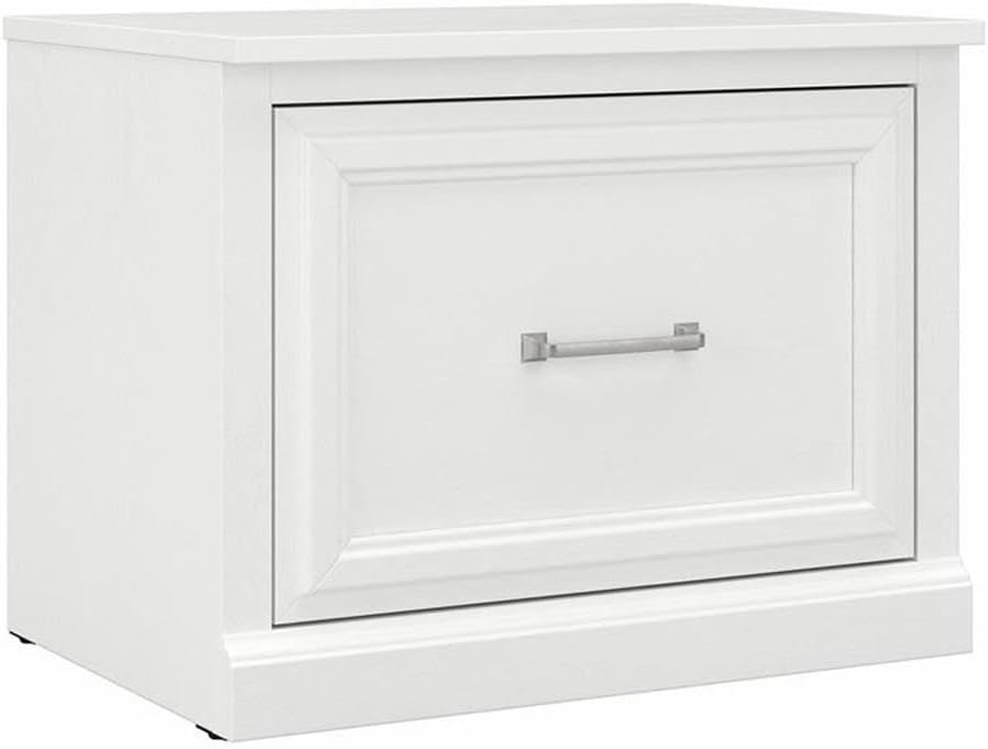 Bush Furniture Woodland 24W Small Shoe Bench with Drawer in White Ash | Narrow Footwear Organizer for Home Entryway, Mudroom, and Foyer