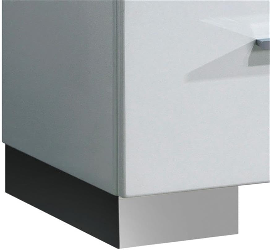 HOMES: Inside + Out Aria High Gloss Lacquer Finish 2-Drawer Nightstand, Glossy White
