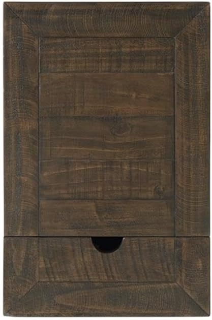 Martin Svensson Home Monterey Chairside Table - Black with Brown Top - Coastal Multi-Use Table with Charging Station and Drawer for Bedroom or Living Room