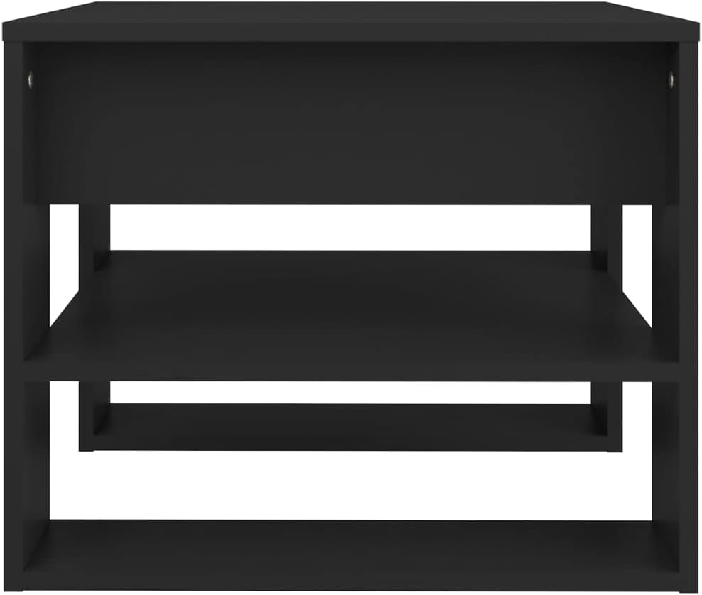 Simple Design Coffee Table with Storage Shelf, Living Room Side End Table for Home, Office, Black 21.9'x21.7'x17.7' Engineered Wood,-307