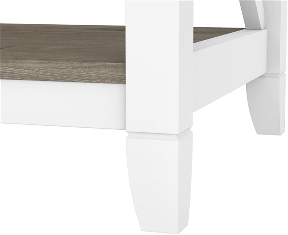 Bush Furniture Key West Tall TV Stand with Set of 2 Bookcases, Farmhouse Entertainment Center for 65 Inch Television, 17D x 60W x 66H, Pure White and Shiplap Gray