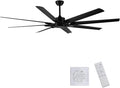 75in Industrial Ceiling Fan without light,DC Motor Shop Ceiling Fan with Remote Control,Quiet,Black ceiling Fans for Gym/Garage/Porch/Patio/Farmhouse,8 ABS fan blades