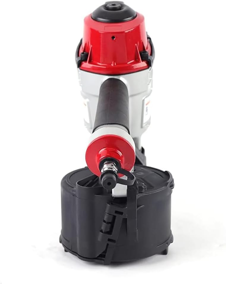 Pneumatic Siding Coil Nailer, CN55 Coil Siding Nailer 25-57mm Handheld Air Framing Stapler Gun Roofing Nailer, 15° & 16° Nails, 300-350 Nail CapacityBlack,1