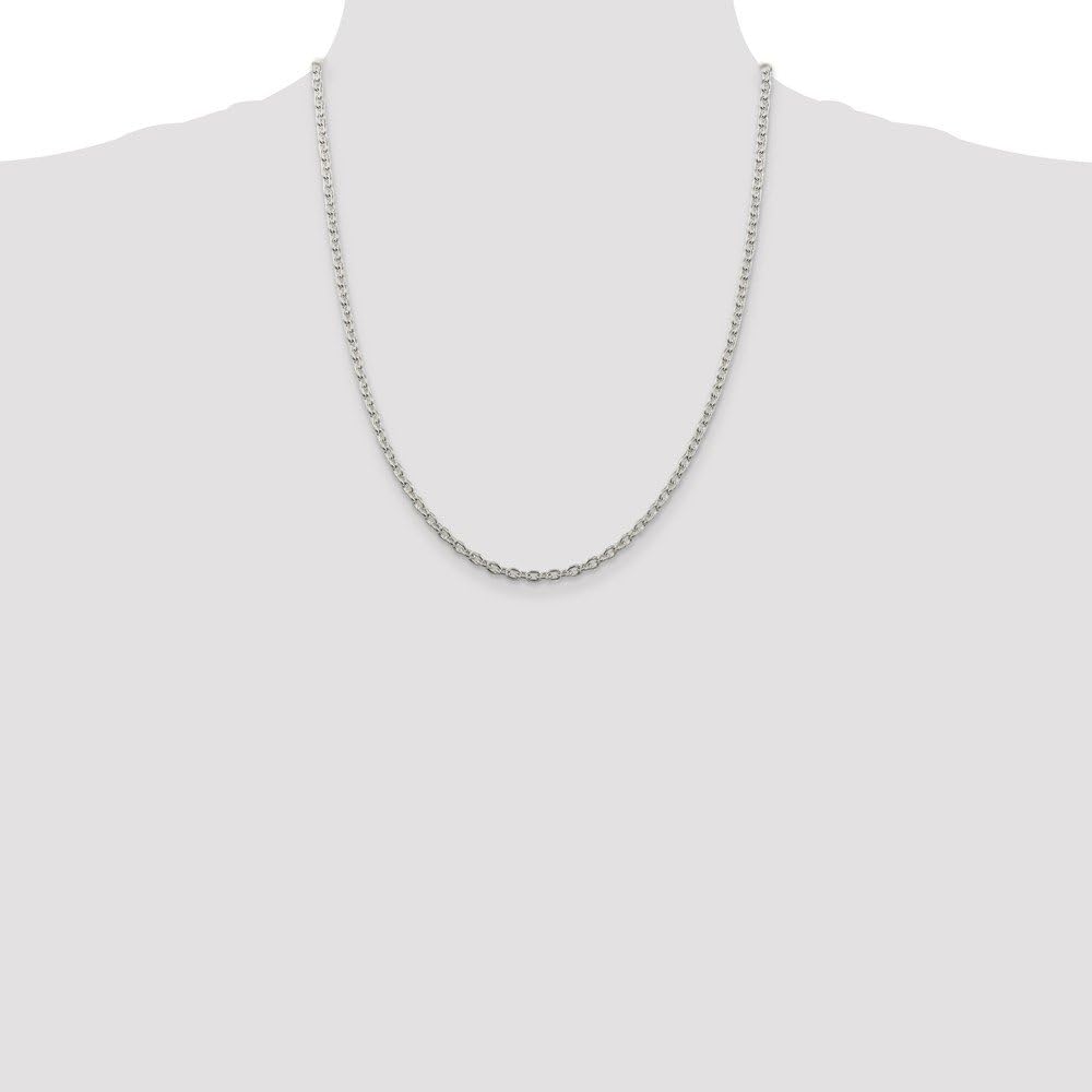 Solid 925 Sterling Silver 3.5mm Cable Chain Necklace - with Secure Lobster Lock Clasp