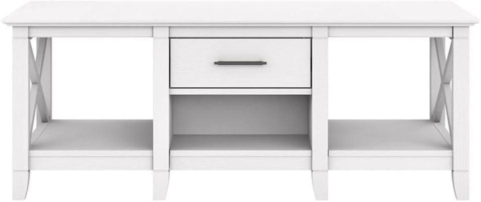 Bush Home Key West Coffee Table with Storage in Pure White Oak