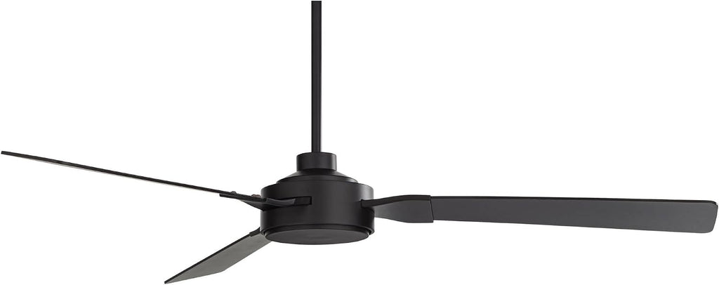 Casa Vieja 60' Invictus Modern Industrial Indoor Outdoor Ceiling Fan 3 Blade Remote Control Matte Black Finish Dark Walnut Wood Finish Blades Bedroom Patio Living Room Kitchen Damp Rated DC Motor