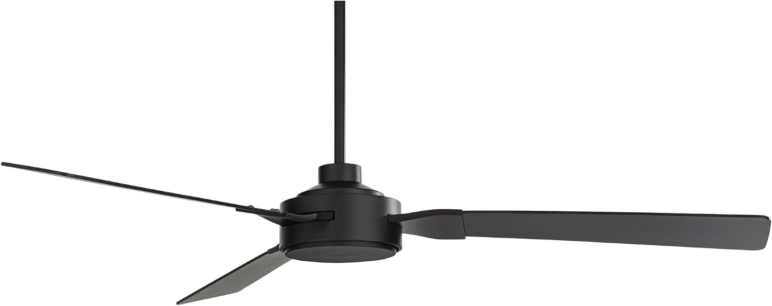 Casa Vieja 60' Invictus Modern Industrial Indoor Outdoor Ceiling Fan 3 Blade Remote Control Matte Black Finish Dark Walnut Wood Finish Blades Bedroom Patio Living Room Kitchen Damp Rated DC Motor