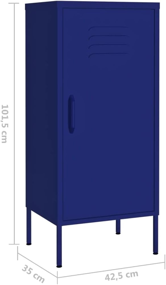 Modern Side Storage Cabinet with Shelf, Steel Storage Cabinet for Home, Office, 16.7'x13.8'x40', Navy Blue,-455