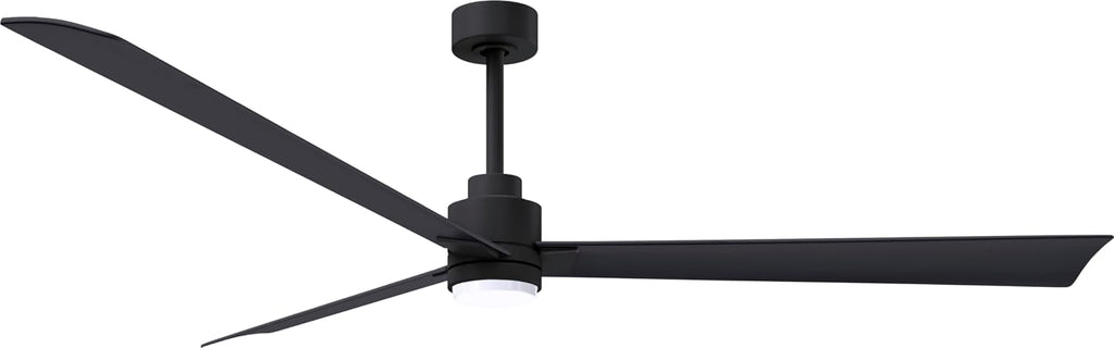 Matthews AKLK-BK-BK-72 Alessandra Wet Rated 72' Outdoor Ceiling Fan with Light and Remote, Silent DC Motor, 3 ABS Blades, Matte Black