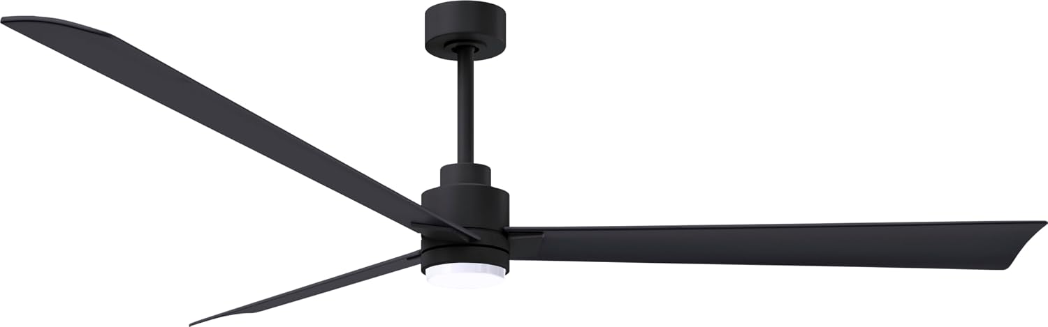 Matthews AKLK-BK-BK-72 Alessandra Wet Rated 72' Outdoor Ceiling Fan with Light and Remote, Silent DC Motor, 3 ABS Blades, Matte Black