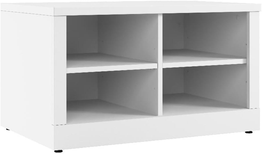 Bush Home Hampton Heights 30W Shoe Storage Bench in White, Narrow Footwear Organizer for Home Entryway, Mudroom, and Foyer
