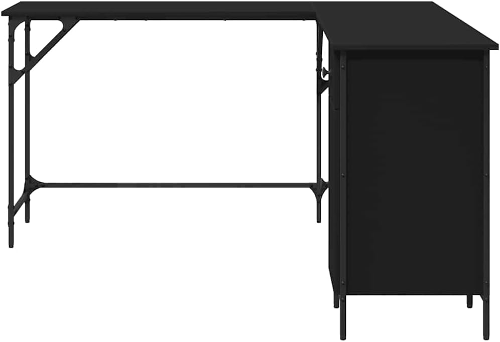 L Shaped Computer Desk with Storage Space, Corner Desk L-Shaped Desk PC Desks, PC Work Table for Home Office, Black 55.5'x55.5'x29.5' Engineered Wood,-327