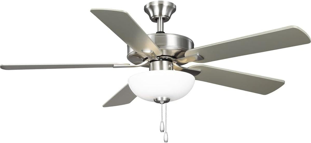 Progress Lighting AirPro 52 in. Brushed Nickel 5-Blade AC Motor Transitional Ceiling Fan with Light
