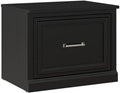 Bush Furniture Woodland 24W Small Shoe Bench with Drawer in Black Suede Oak | Narrow Footwear Organizer for Home Entryway, Mudroom, and Foyer