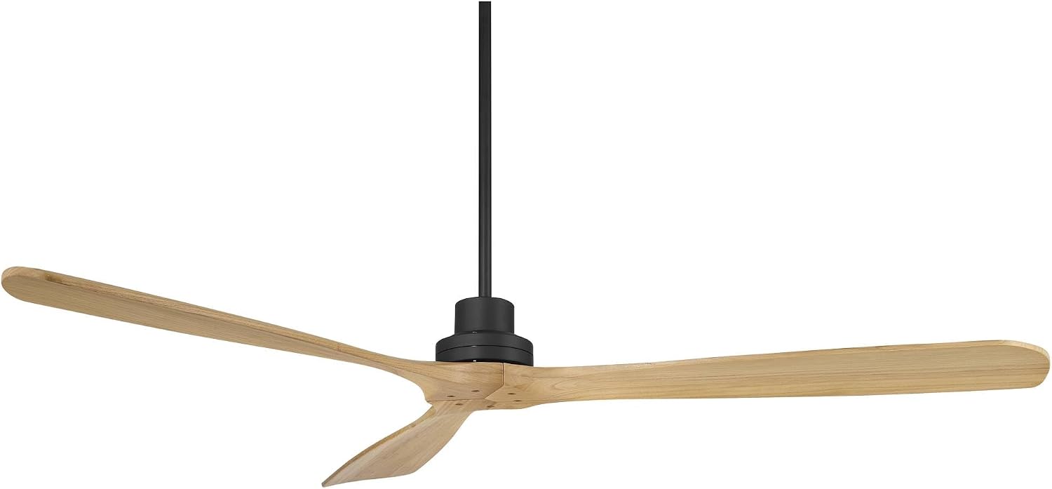 Casa Vieja 66' Delta XL Modern Country Indoor Cottage Core Outdoor Ceiling Fan 3 Blade Remote Control Matte Black Finish Wood Blades Bedroom Patio Living Room DC Motor Decorative Damp Rated Garage