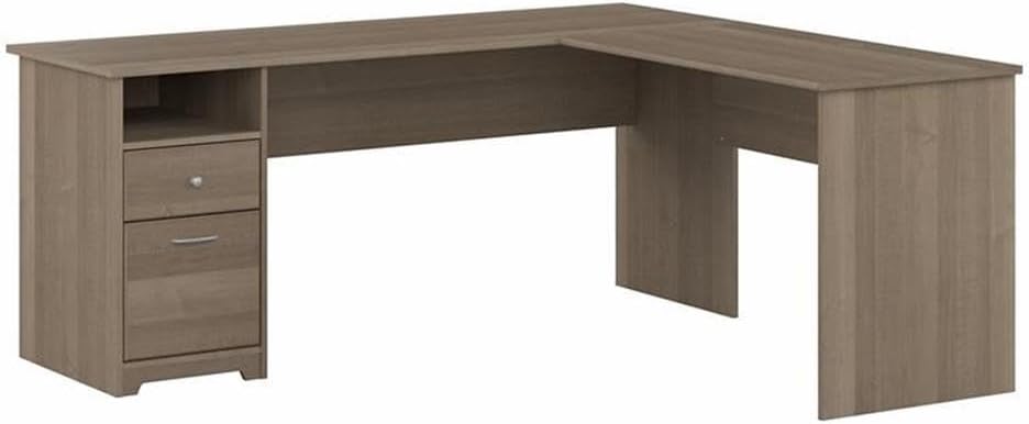 Bush Home L Shaped Desk with Drawers for Executive and Home Office | Cabot Collection Corner Table with Storage and Chrome Hardware | 72Wx23DX42W Return