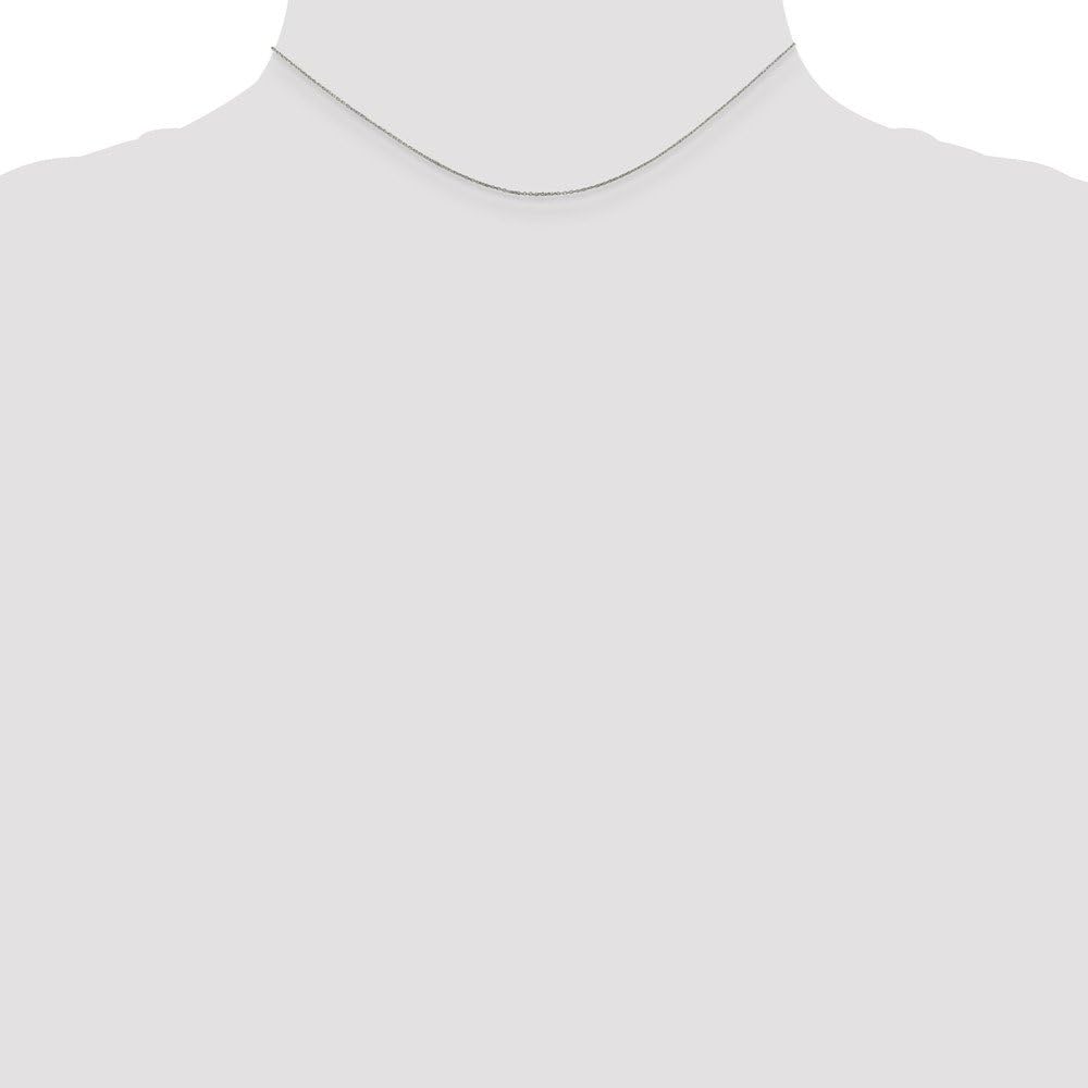 10k White Gold .6mm Solid Diamond-Cut Cable Chain Necklace