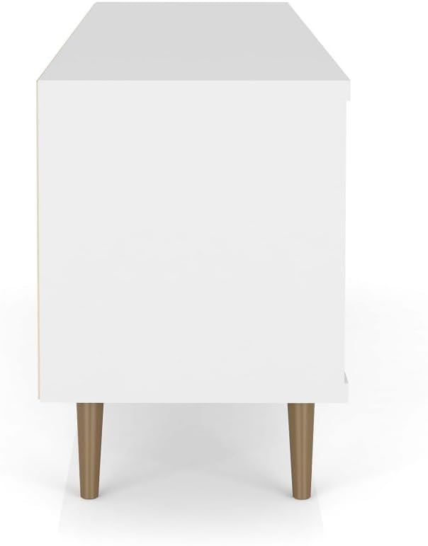 Manhattan Comfort Liberty Mid Century Modern TV Stand for Televisions up to 60 Inches, Bedroom and Living Room Entertainment Center with Storage, Shelves, and Cabinet, 63' Wide, White/3d Print