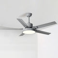 42 Inch Stainless Steel Ceiling Fan Light 5-Blade Outdoor Ceiling Fans for Patios Modern Ceiling Fans with Lights and Remote Mute Flush Mount Ceiling Fans with Lights for Bedroom