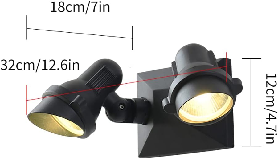 ICEMOB Double Head High Power Spotlight Wall Sconce LED-10W 3000K Landscape Lighting Wall Lamp The Black Die-cast Aluminum Lamp Body Is Waterproof Wall Sconce The Lamp Holder Can Be Rotated Outdoors W