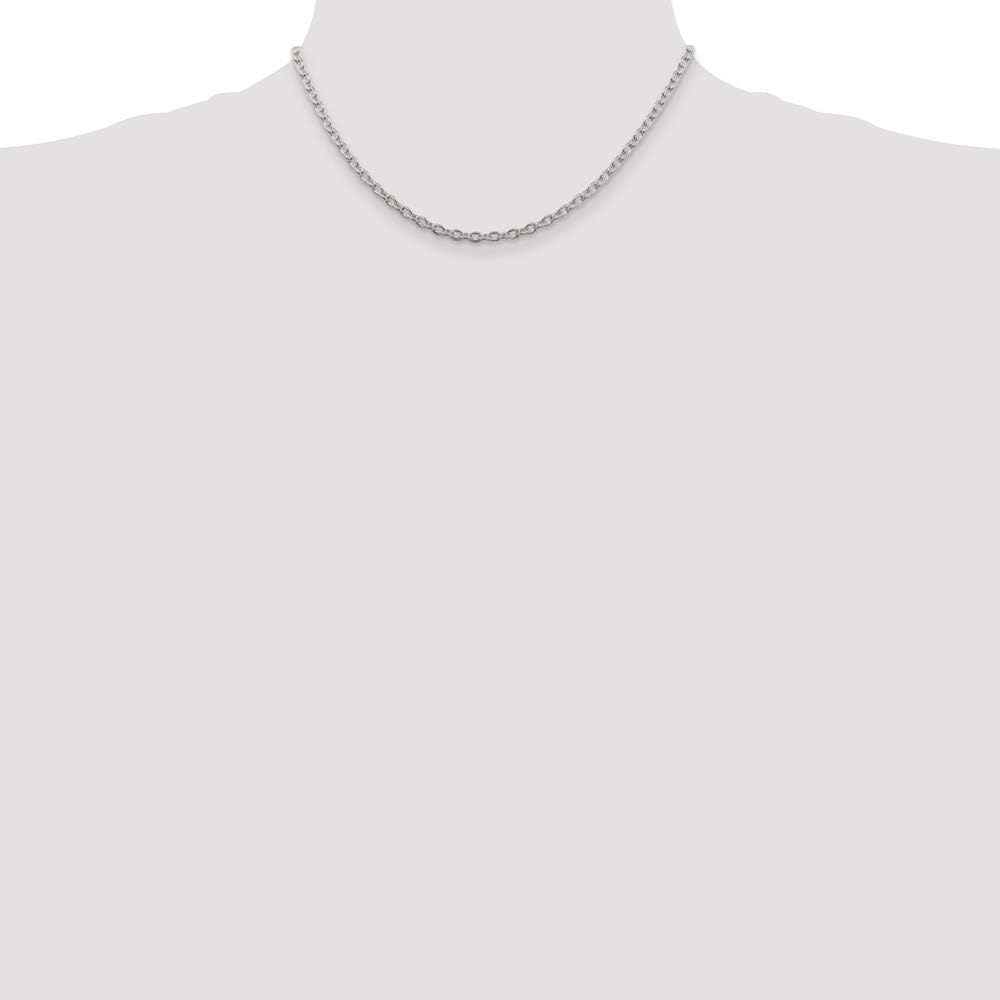 Solid 925 Sterling Silver 3.5mm Cable Chain Necklace - with Secure Lobster Lock Clasp