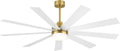 LEDLUX 72' DC Motor Ceiling Fan with Light, 6-Speed Remote Control, Reversible Motor, Modern 9 Blades Ceiling Fan 4.5'/12'/24' Downrods for Home or Commercial, Living Room/Restaurant White/Gold
