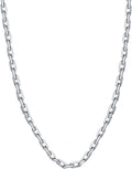 Savlano 925 Sterling Silver 5.5-6.5MM Boxed Anchor Link Necklace- Rhodium Plated Squared Cable Link Chain for Men Comes with Gift Box- Made in Italy