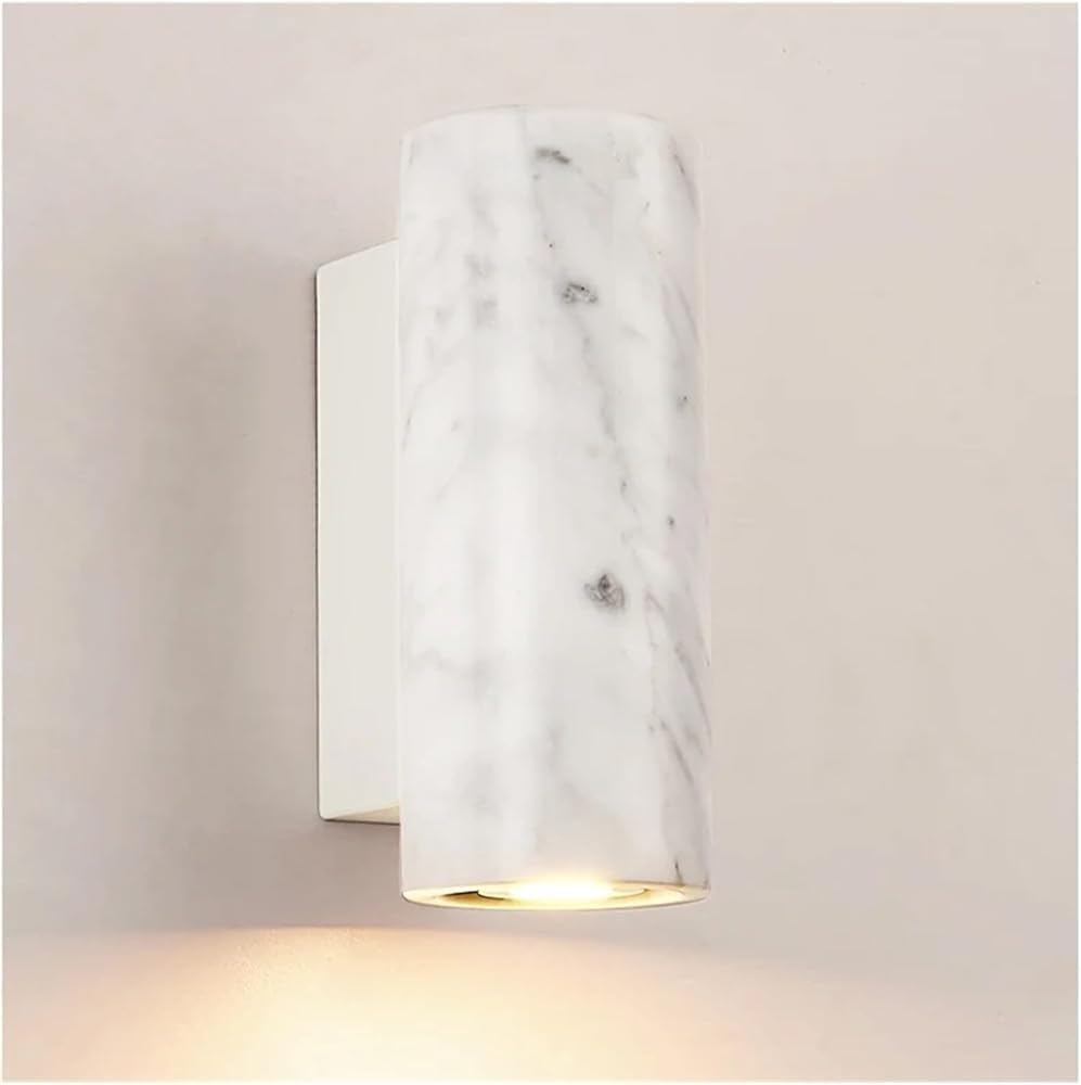 Nordic Minimalist Natural White Marble Modern Living Room Balcony Decoration Spotlight Landscape Corridor Warm Color Wall Lamp T-155(White)