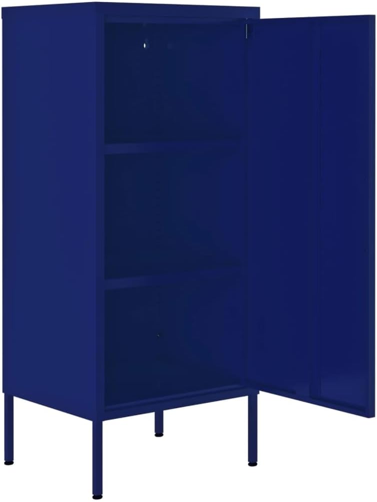 Modern Side Storage Cabinet with Shelf, Steel Storage Cabinet for Home, Office, 16.7'x13.8'x40', Navy Blue,-455