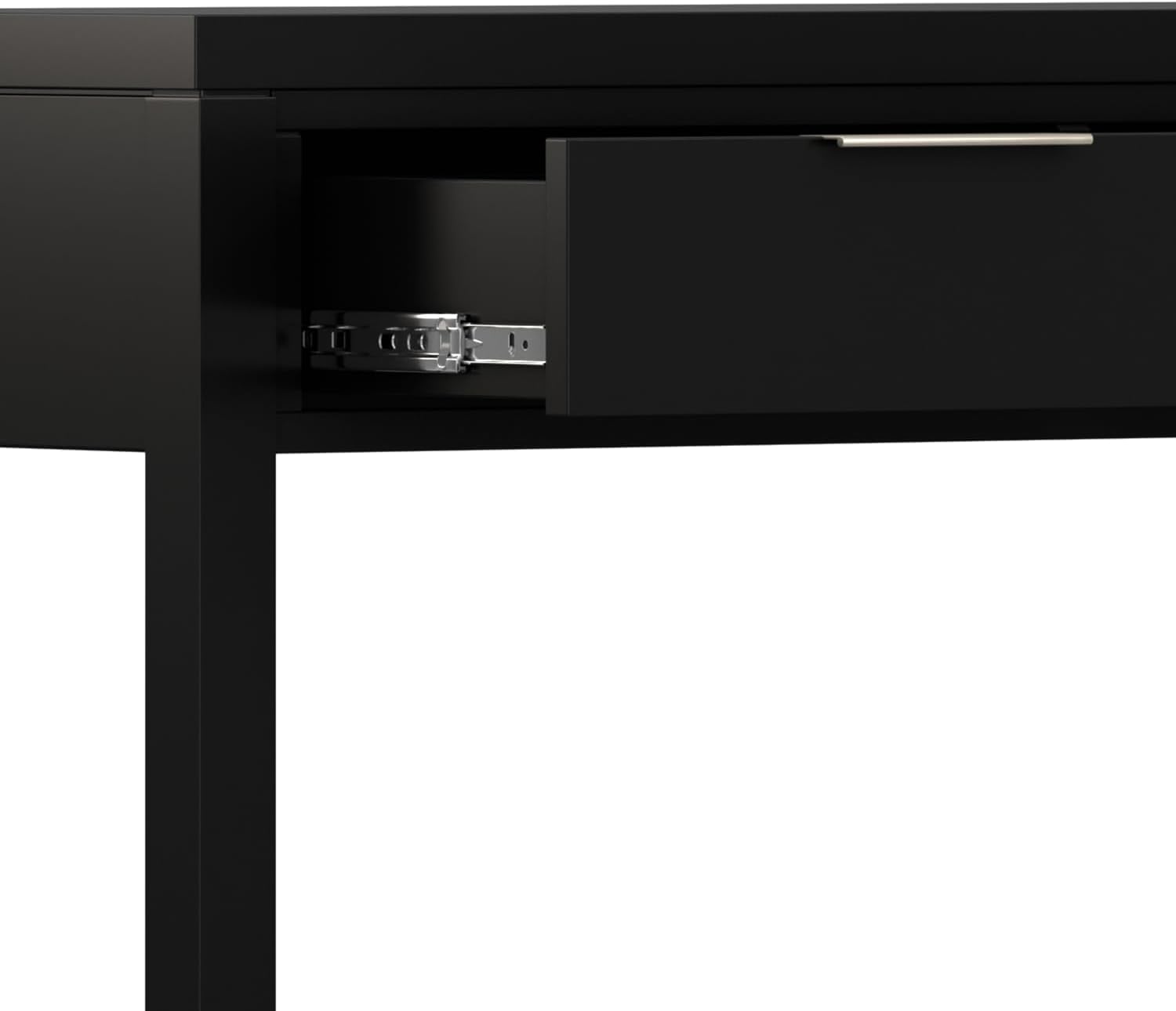 SIMPLIHOME Hollander Console Table - 60 Inch Wide Solid Wood Sofa Table in Black, Contemporary Storage Table for Entryway or Living Room with 3 Drawers and Sleek Metal Hardware