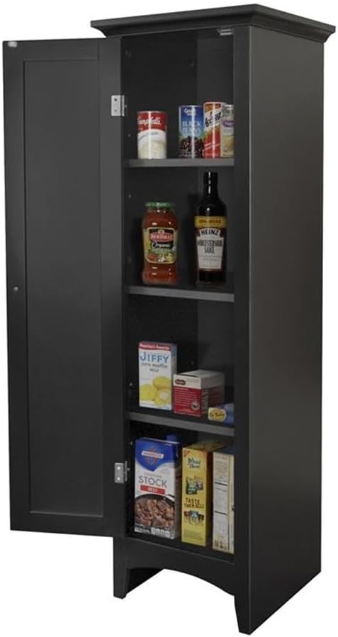 OS Home and Office Furniture 15' 1-Door Wood Kitchen Storage Pantry in Black