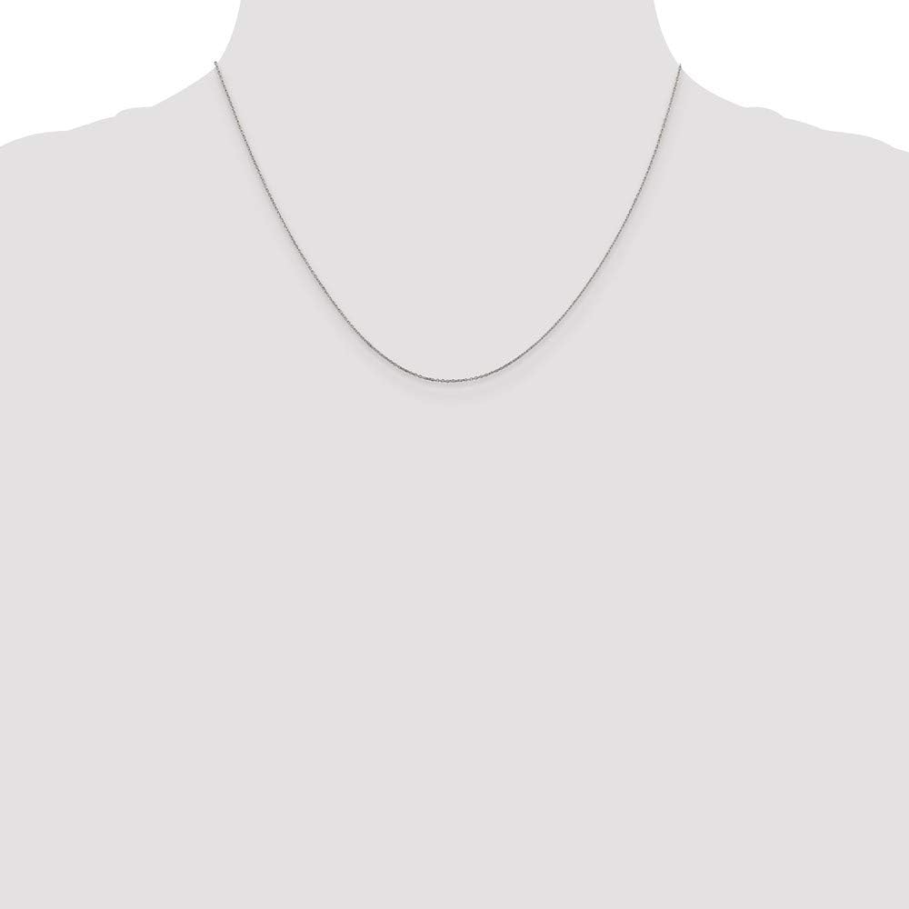 10k White Gold .6mm Solid Diamond-Cut Cable Chain Necklace