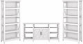 Bush Home Key West Tall TV Stand with Set of 2 Bookcases in Pure White Oak, Farmhouse Entertainment Center for 65 Inch Television