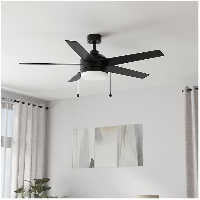 Harbr Breeze Sunport Easy2Hang 52-in Color-Changing Integrated LED Outdoor Matte Black with Matte Blades Ceiling Fan With Light (5 -Blade)