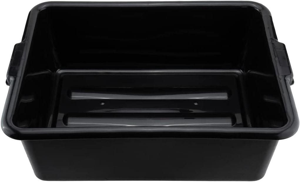 Restaurantware TUBS ONLY: RW Clean 22 Inch x 15.7 Inch Bus Tubs 12 Deep Bus Boxes - Lid Sold Separately With Handles Black Plastic Restaurant Tubs Heavy-Duty For Kitchen Organization