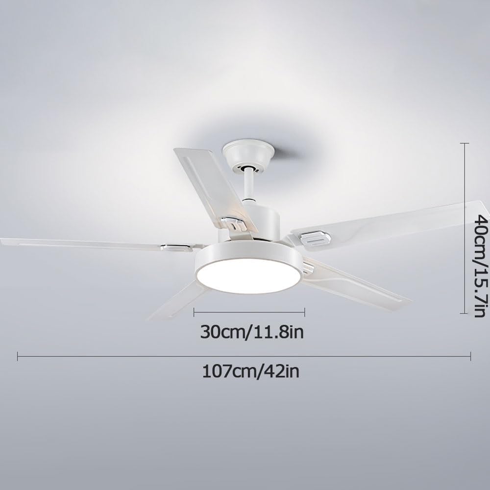 42 Inch Modern Ceiling Fan with Lights Frequency Conversion Remote Ceiling Fan Light 6 Speed 3 Color Bedroom Ceiling Fan Outdoor Ceiling Fans for Patios with Light