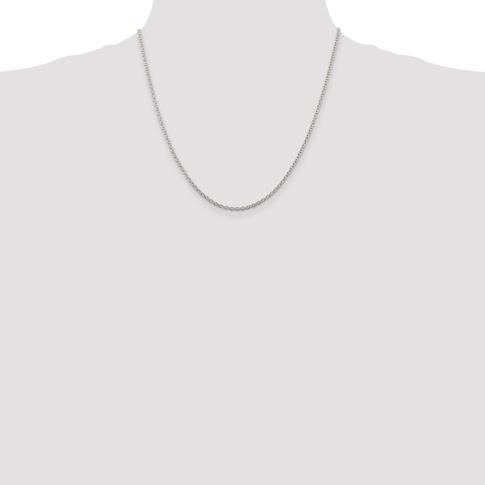 Solid 925 Sterling Silver 2.25mm Cable Chain Necklace - with Secure Lobster Lock Clasp