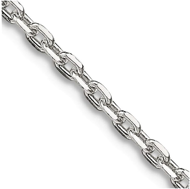 JewelryWeb 925 Sterling Silver Polished 2mm Cable Chain Necklace Lobster Claw Chain Necklace for Women and Men