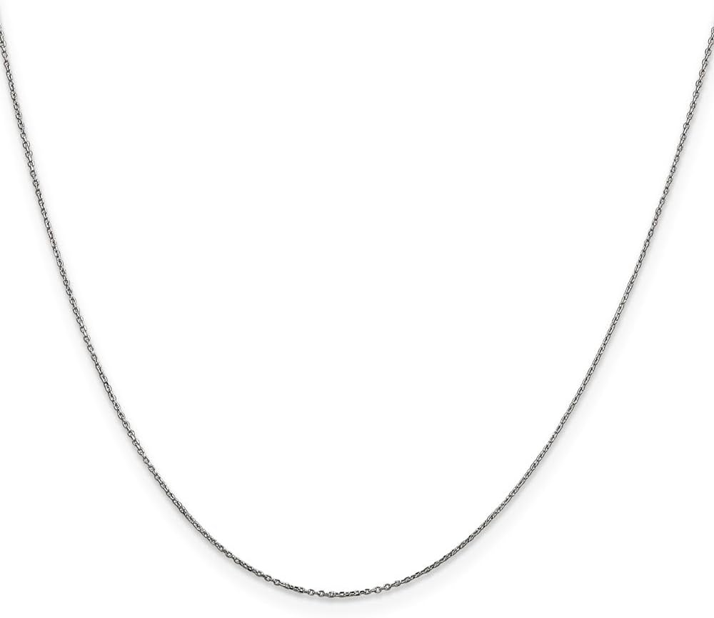 10k White Gold .5mm Solid Diamond-Cut Cable Chain Necklace